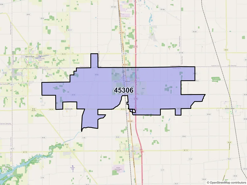 Map of ZIP Code 45306 — Botkins, OH