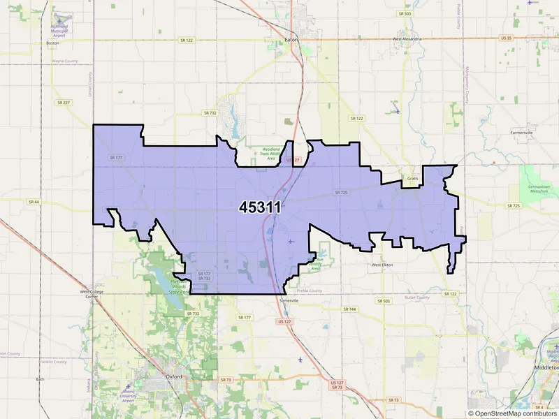 Map of ZIP Code 45311 — Camden, OH