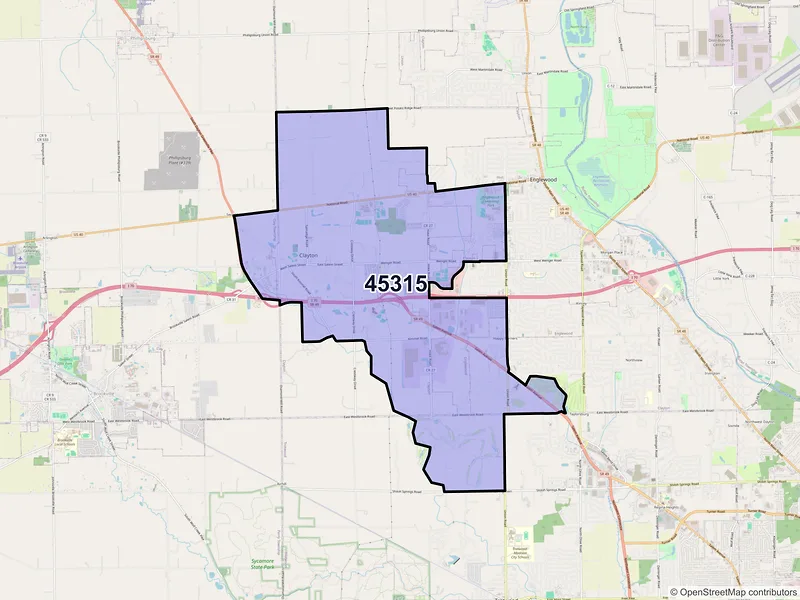 Map of ZIP Code 45315 — Clayton, OH