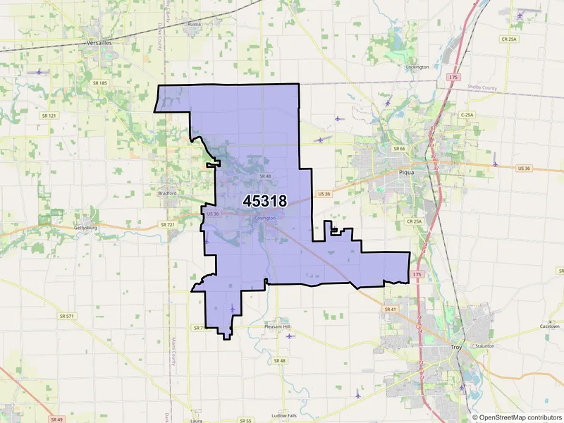 Map of ZIP Code 45318 — Covington, OH