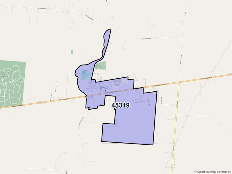Map of Donnelsville, Ohio and ZIP codes