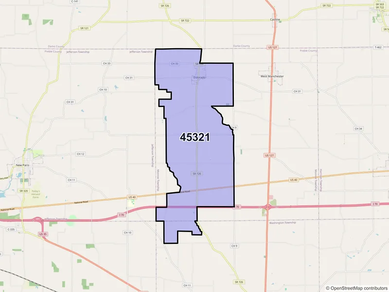 Map of ZIP Code 45321 — Eldorado, OH