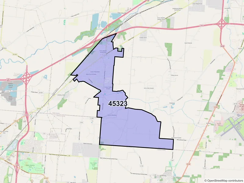 Map of ZIP Code 45323 — Enon, OH