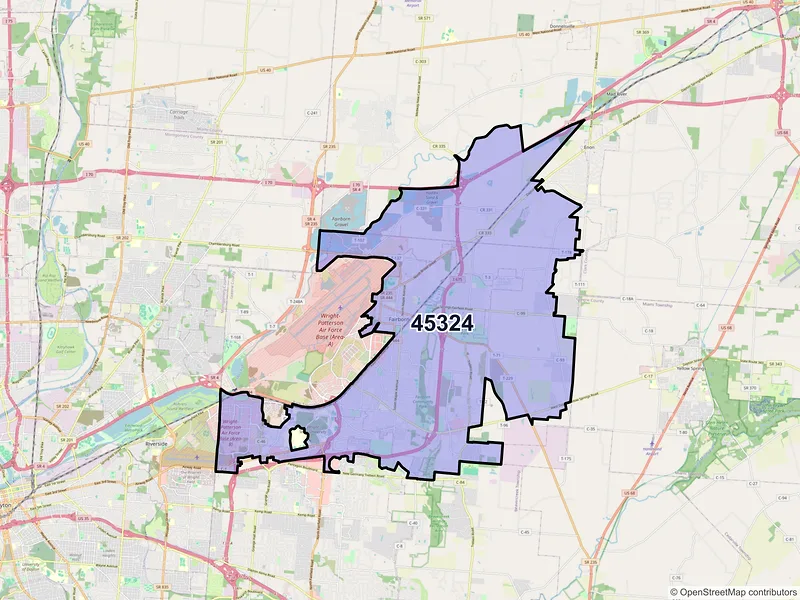 Map of ZIP Code 45324 — Fairborn, OH
