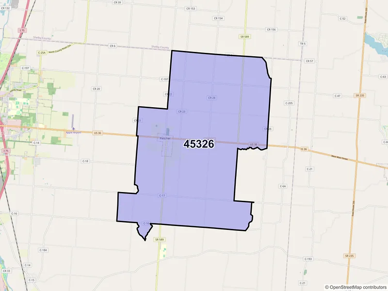 Map of ZIP Code 45326 — Fletcher, OH