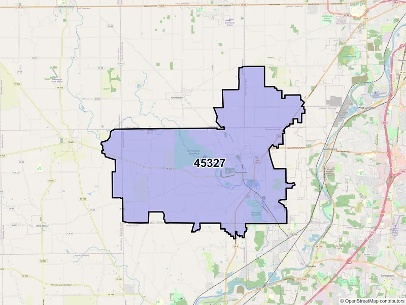 Map of ZIP Code 45327 — Germantown, OH
