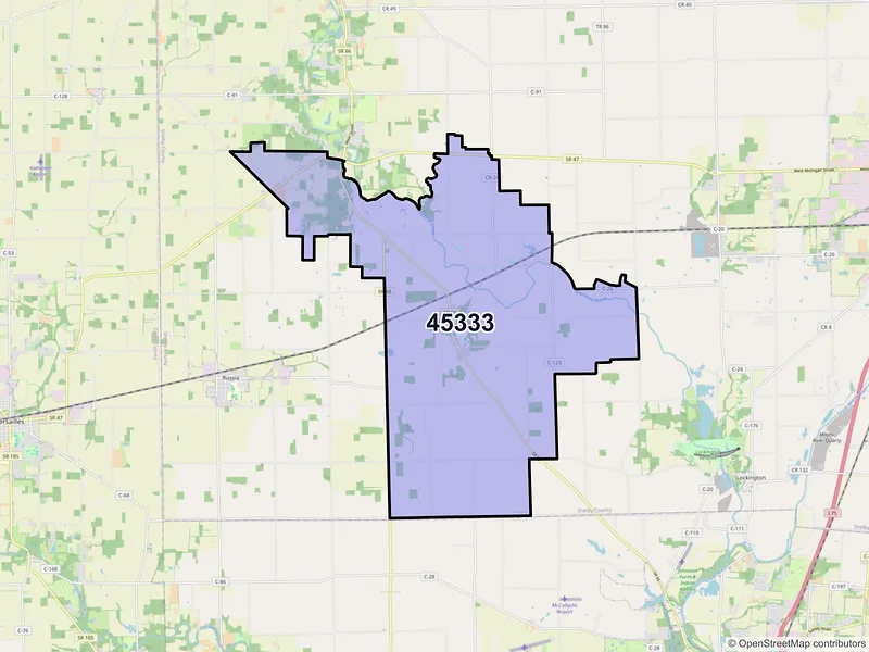Map of Houston, Ohio and ZIP codes