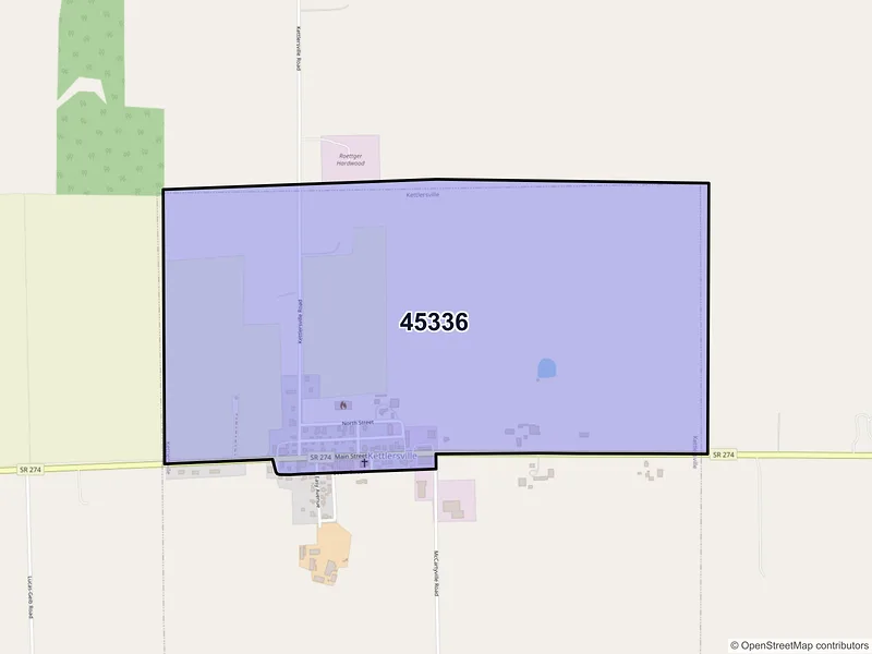 Map of Kettlersville, Ohio and ZIP codes