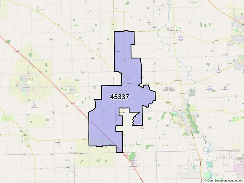 Map of ZIP Code 45337 — Laura, OH
