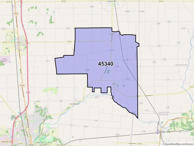 Map of ZIP Code 45340 — Maplewood, OH