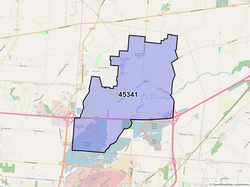 Map of ZIP Code 45341 — Medway, OH