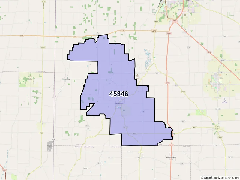 Map of ZIP Code 45346 — New Madison, OH