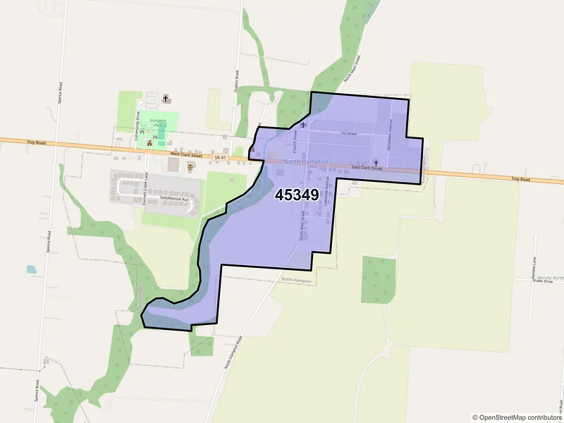 Map of North Hampton, Ohio and ZIP codes