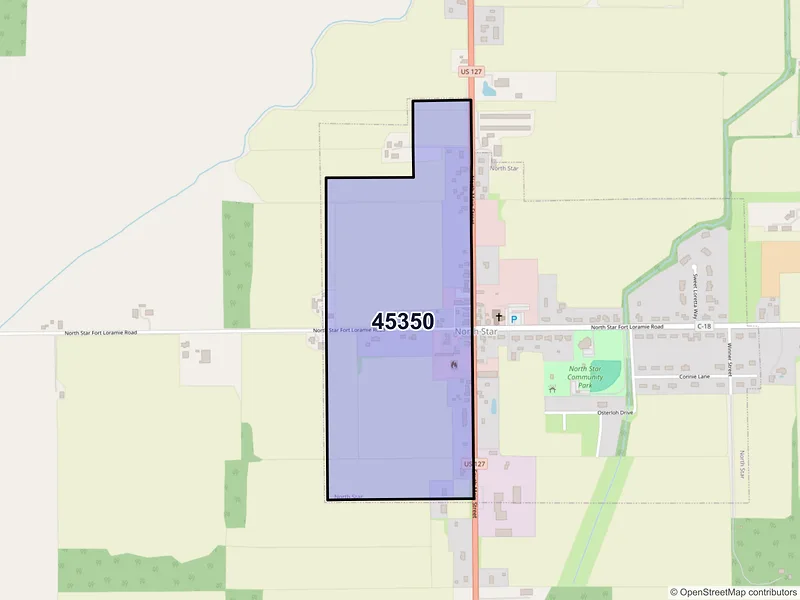 Map of North Star, Ohio and ZIP codes