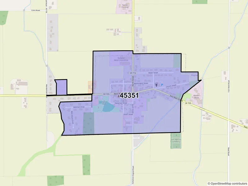 Map of Osgood, Ohio and ZIP codes