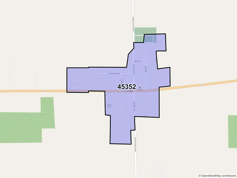 Map of Palestine, Ohio and ZIP codes