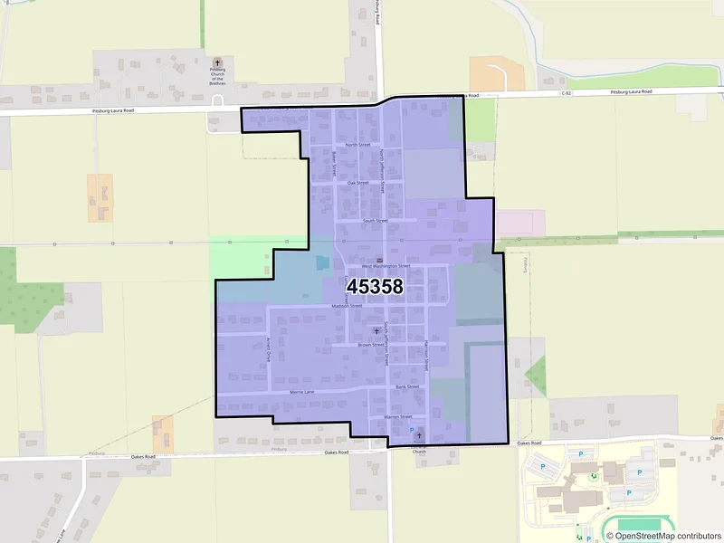 Map of Pitsburg, Ohio and ZIP codes