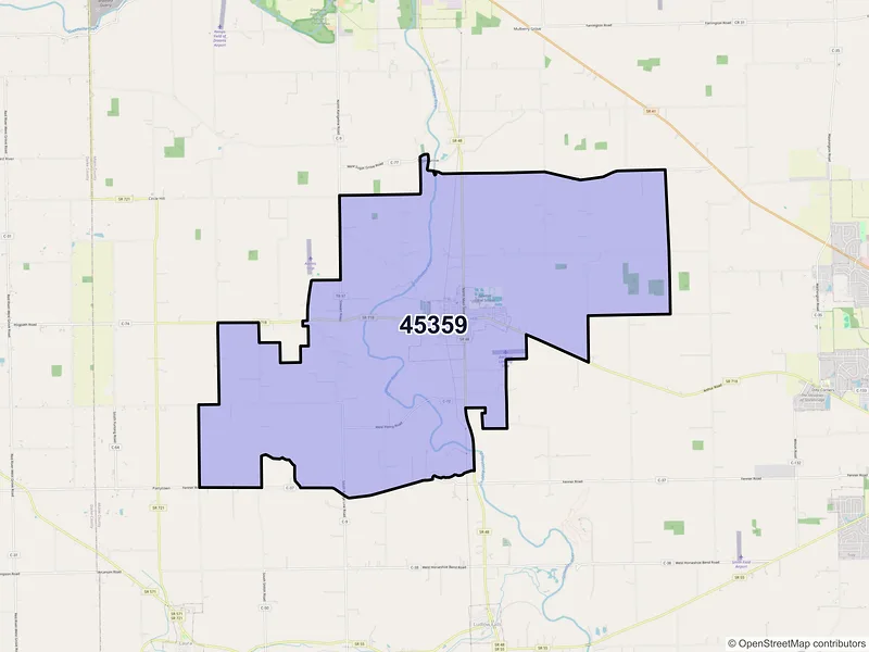 Map of Pleasant Hill, Ohio and ZIP codes