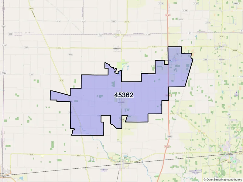Map of ZIP Code 45362 — Rossburg, OH