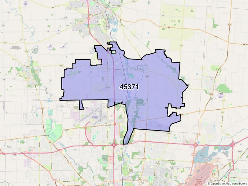 Map of ZIP Code 45371 — Tipp City, OH