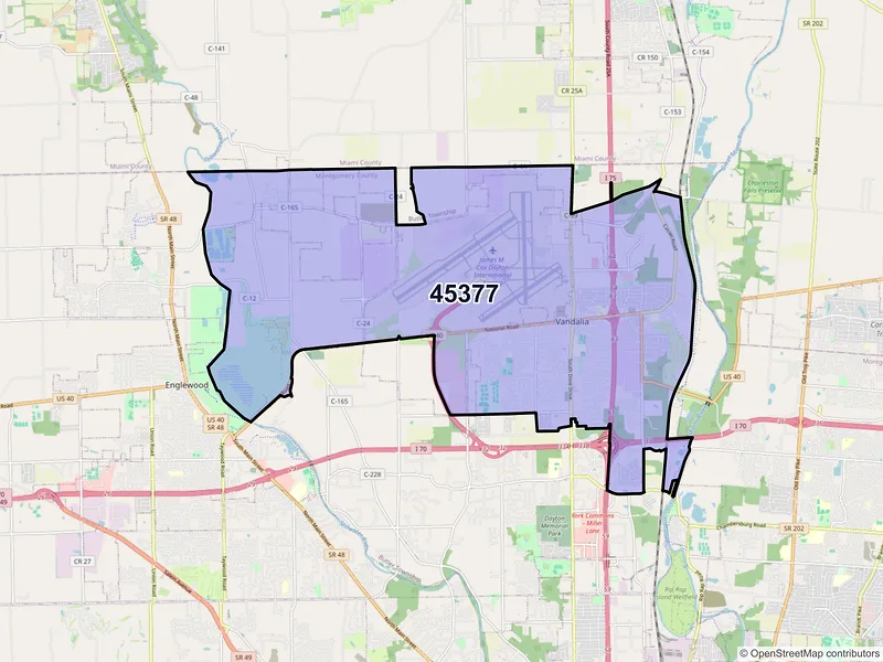 Map of ZIP Code 45377 — Vandalia, OH