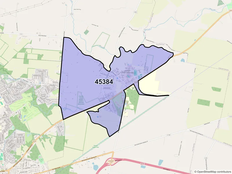 Map of Wilberforce, Ohio and ZIP codes
