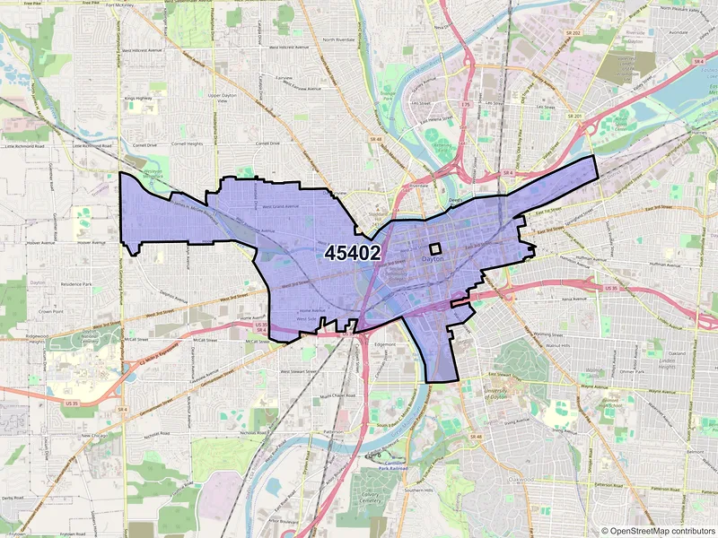 Map of ZIP Code 45402 — Dayton, OH