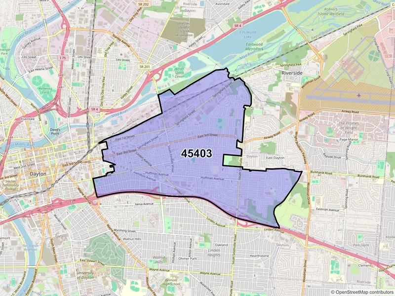 Map of ZIP Code 45403 — Dayton, OH