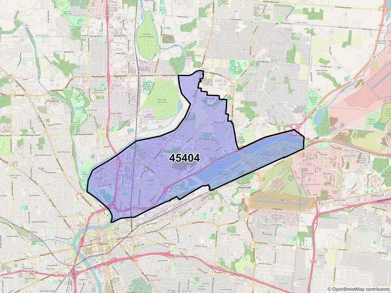 Map of ZIP Code 45404 — Dayton, OH