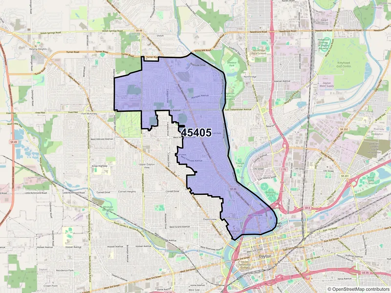 Map of ZIP Code 45405 — Dayton, OH
