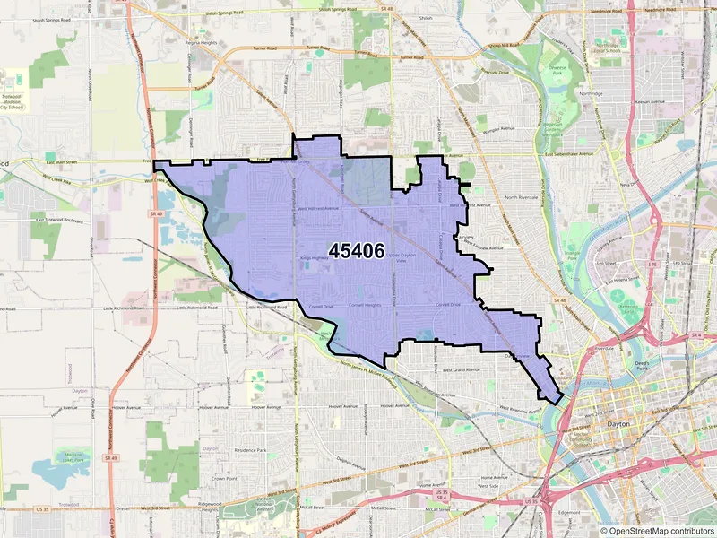 Map of ZIP Code 45406 — Dayton, OH