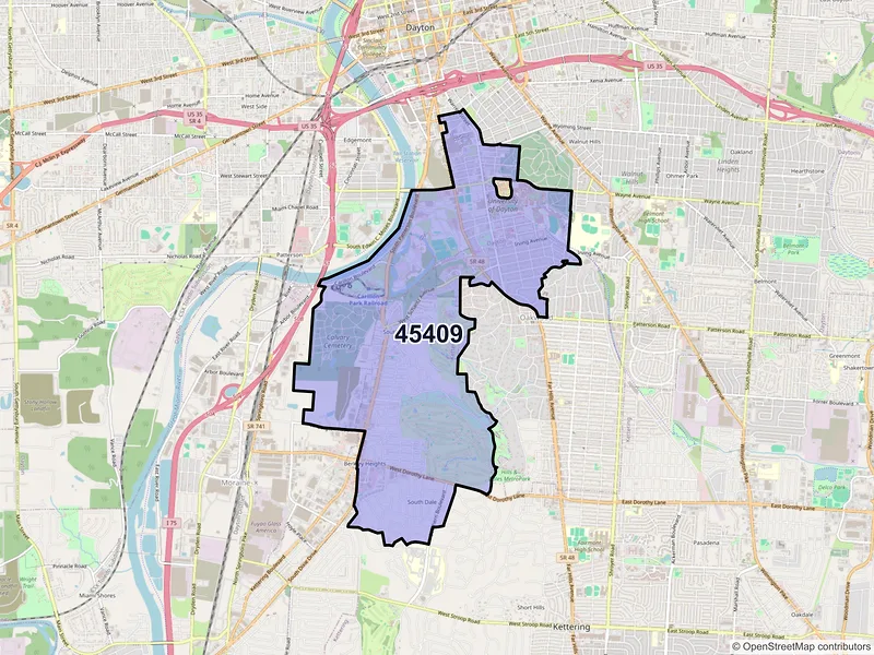 Map of ZIP Code 45409 — Dayton, OH