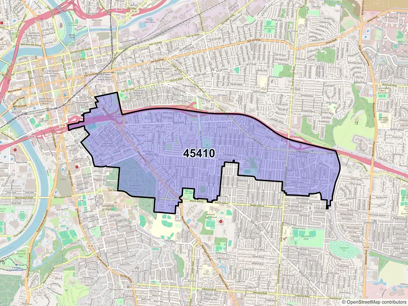 Map of ZIP Code 45410 — Dayton, OH