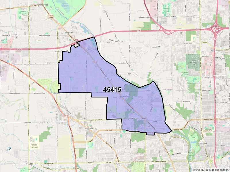 Map of ZIP Code 45415 — Dayton, OH