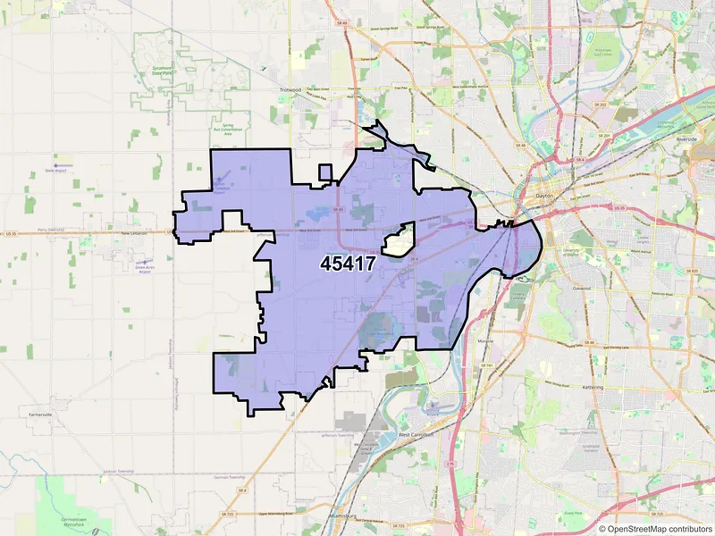 Map of ZIP Code 45417 — Dayton, OH