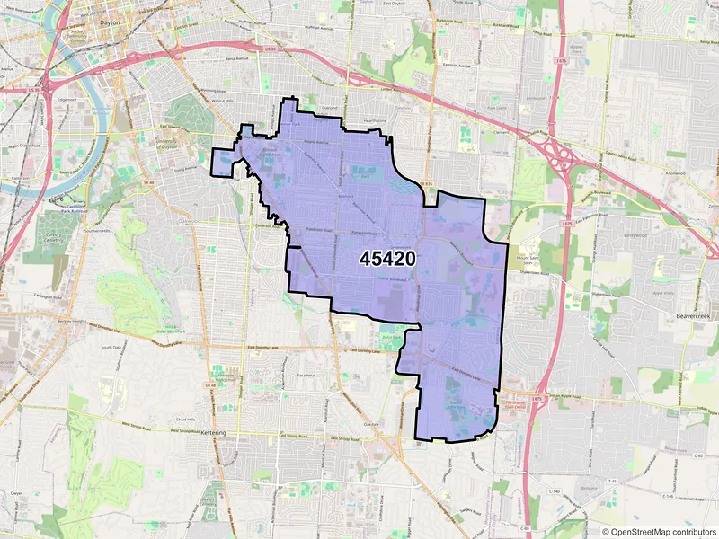 Map of ZIP Code 45420 — Dayton, OH