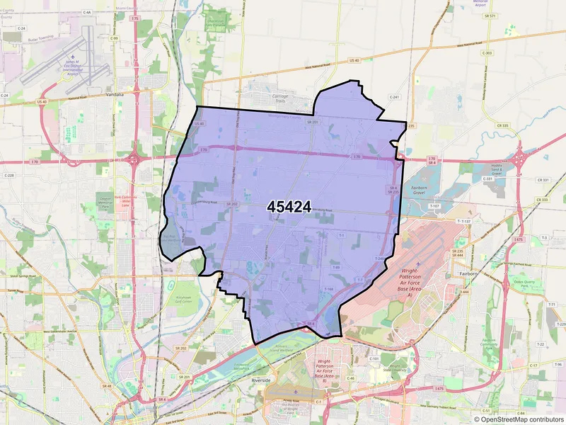 Map of ZIP Code 45424 — Dayton, OH