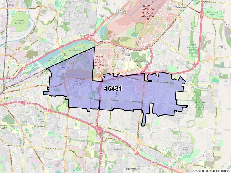 Map of ZIP Code 45431 — Dayton, OH