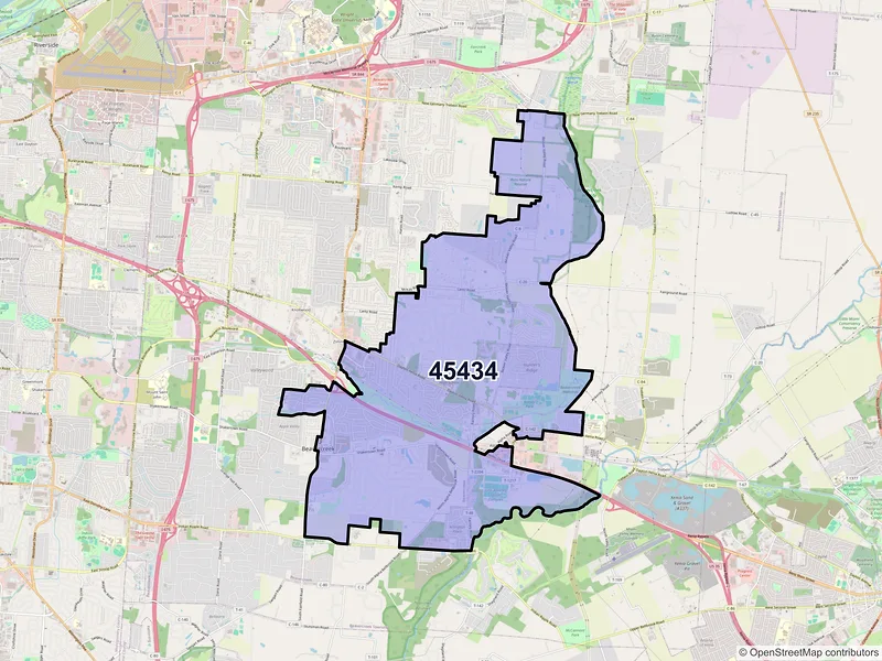 Map of ZIP Code 45434 — Dayton, OH
