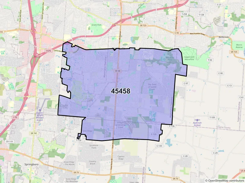 Map of ZIP Code 45458 — Dayton, OH