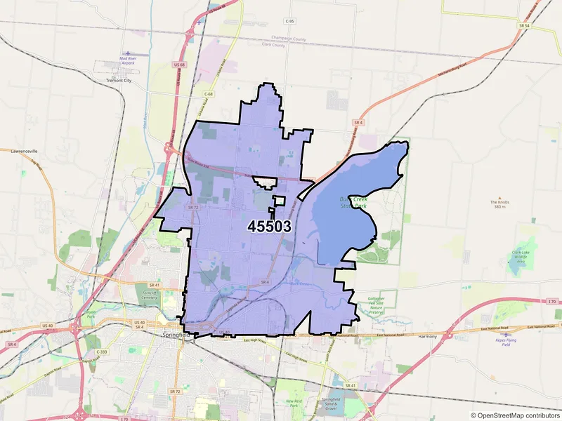 Map of ZIP Code 45503 — Springfield, OH