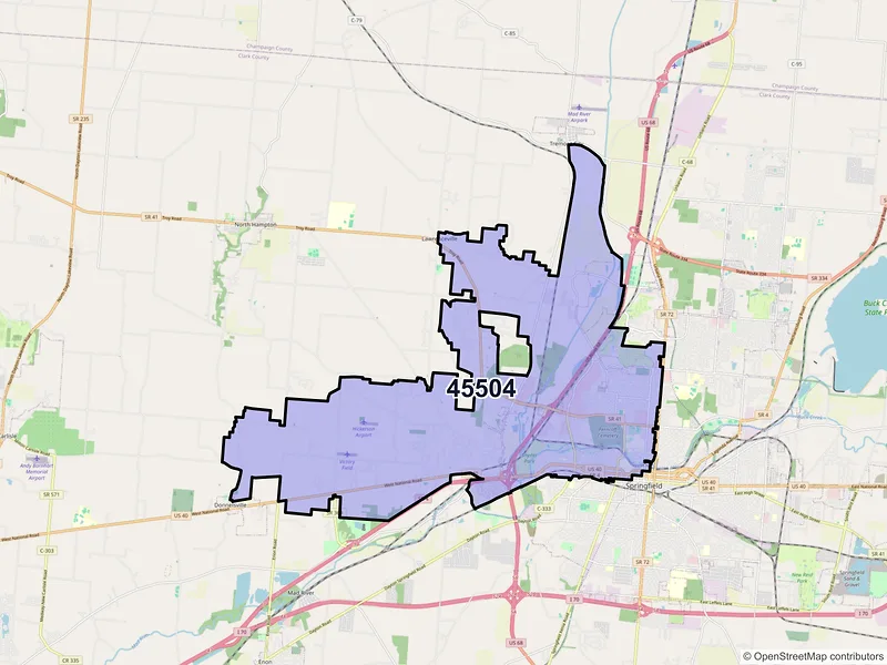 Map of ZIP Code 45504 — Springfield, OH