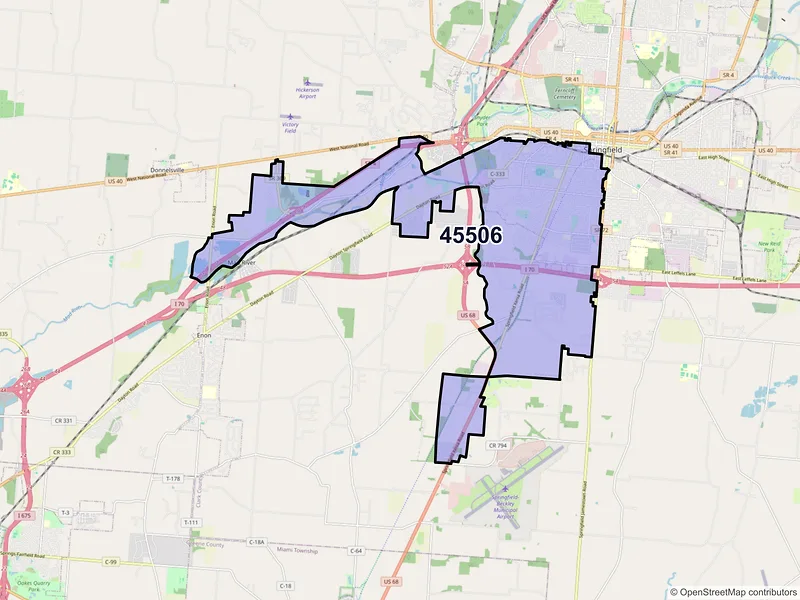 Map of ZIP Code 45506 — Springfield, OH