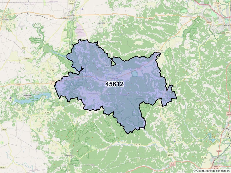 Map of ZIP Code 45612 — Bainbridge, OH