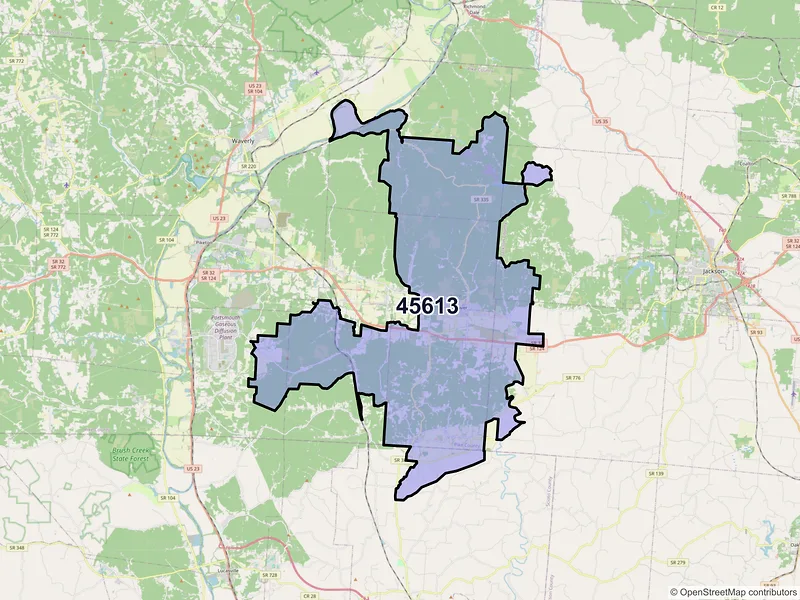 Map of ZIP Code 45613 — Beaver, OH
