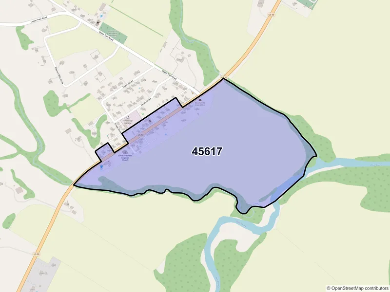 Map of Bourneville, Ohio and ZIP codes