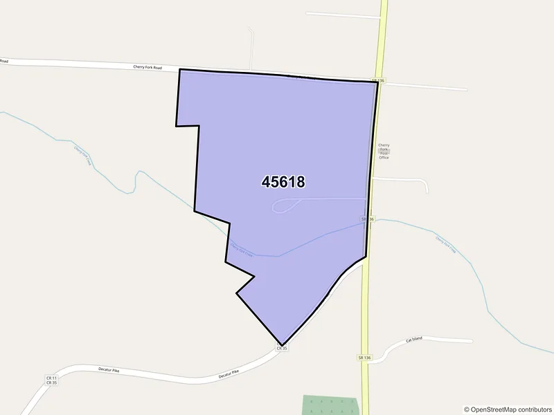 Map of Cherry Fork, Ohio and ZIP codes