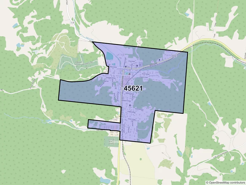 Map of Coalton, Ohio and ZIP codes