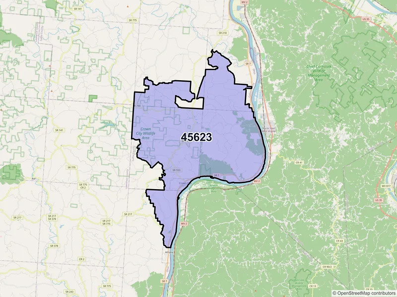 Map of ZIP Code 45623 — Crown City, OH