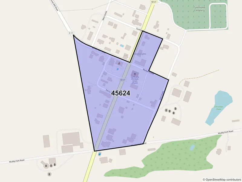Map of Cynthiana, Ohio and ZIP codes